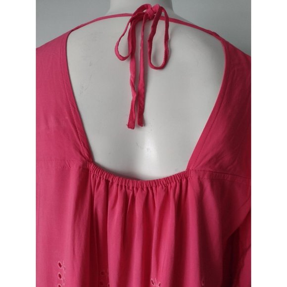 Crown Ivy Eyelet Lace Lined Sheath Dress Sz 6 Low Back Neck Tie Pink Barbiecore - Picture 6 of 9